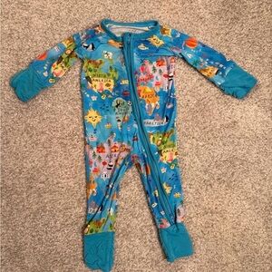 Little Sleepies Blue World Map Kids One Piece